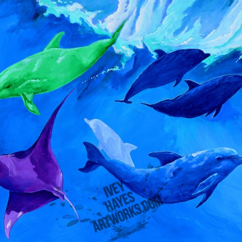 Dolphins with Stingray