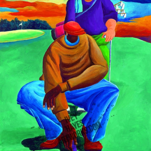 Golfer with Caddy
